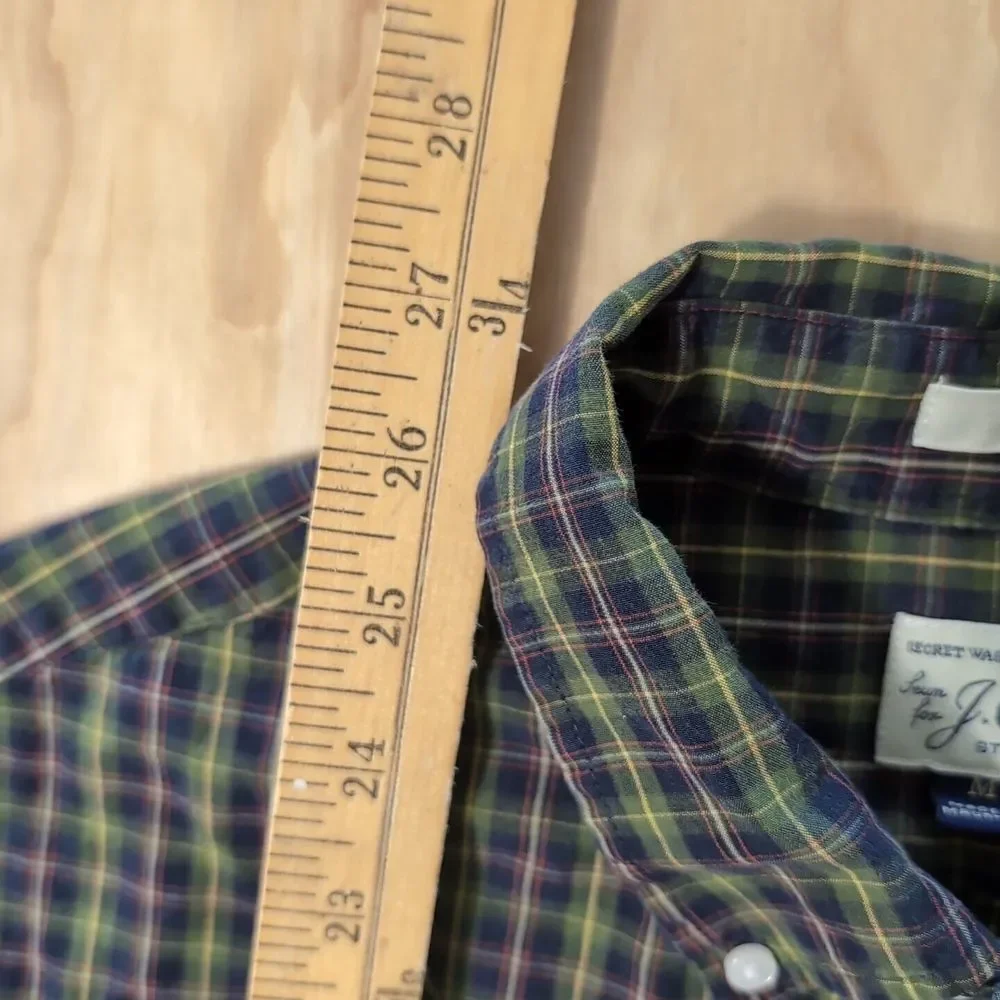 J.Crew - Men's‎ M Slim Fit Green/Multi Plaid Cotton Stretch Shirt